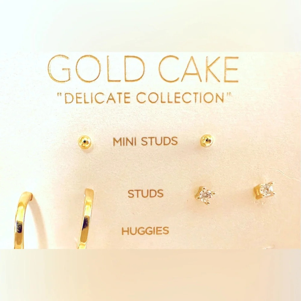 Gold Cake Earring Set Sterling Silver (set of 3)
